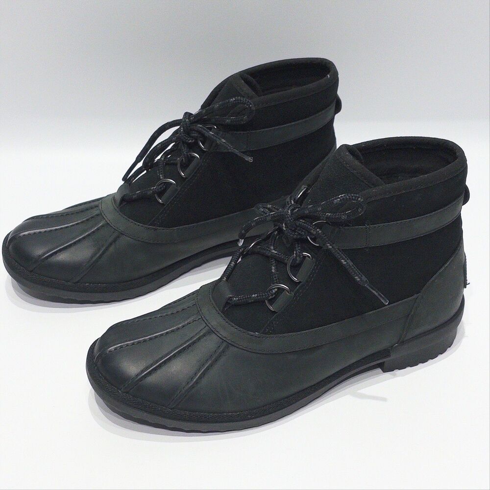 UGG Greda Black Waterproof Shearling Lined Duck Winter Rain Snow Boots Women 10